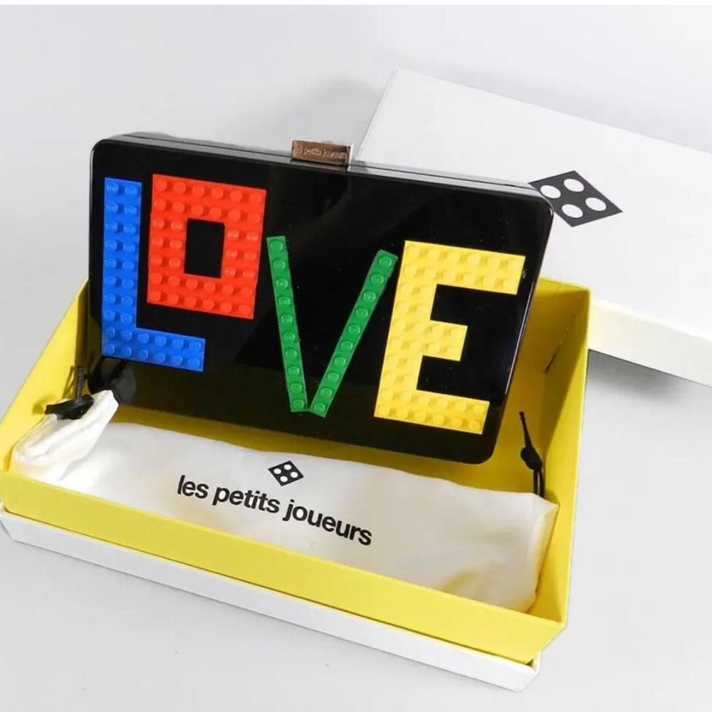 Les Petit Joueurs Lego Love Acrylic Clutch Bag NEW PERFECT FOR VALENTINE'S!